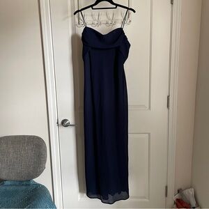 Vintage elegant bias cut navy dress